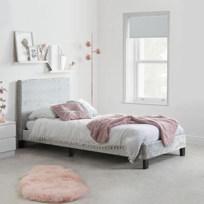 Berlin Steel Crushed Velvet Fabric Bed Sizes Available