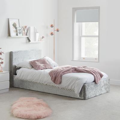 Berlin Steel Crushed Velvet Fabric Ottoman Storage Bed Sizes Available