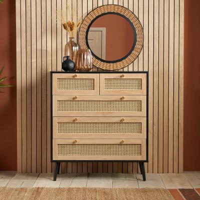 Croxley Black And Rattan 23 Drawer Chest
