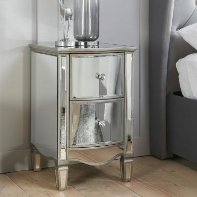 Elysee Mirrored 2 Drawer Narrow Bedside Cabinet