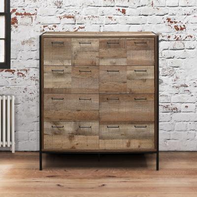 Urban Rustic Wood Effect Industrial Style Multi Drawer Chest