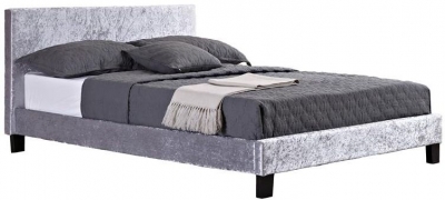 Product photograph of Berlin Steel Crushed Velvet Fabric Bed from Choice Furniture Superstore