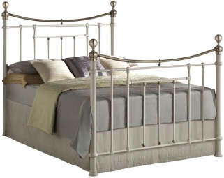 Product photograph of Bronte Cream Metal Bed - Comes In 4ft 6in Double And 5ft King Size Options from Choice Furniture Superstore