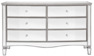 Product photograph of Elysee Mirrored Glass Wide 6 Drawer Chest from Choice Furniture Superstore