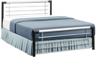 Faro Black And Silver Metal Bed Comes In 3ft Single 4ft Small Double And 4ft 6in Double Size Options