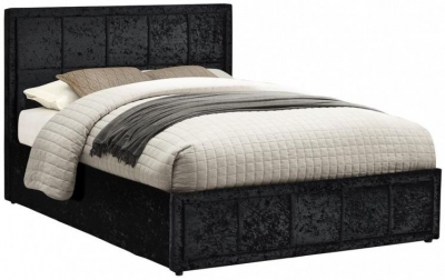 Hannover Black Velvet Fabric Ottoman Bed