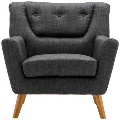 Product photograph of Lambeth Grey Fabric Armchair from Choice Furniture Superstore