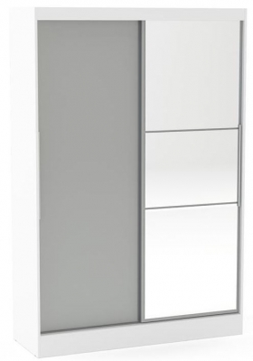 Product photograph of Birlea Lynx 2 Door Sliding Mirror Wardrobe - White And Grey from Choice Furniture Superstore