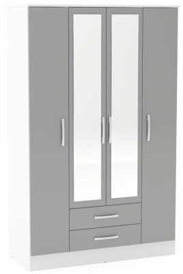 Product photograph of Birlea Lynx 4 Door Combi Wardrobe - White And Grey from Choice Furniture Superstore