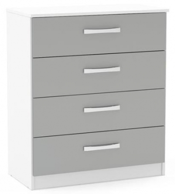 Product photograph of Birlea Lynx 4 Drawer Small Chest - White And Grey from Choice Furniture Superstore