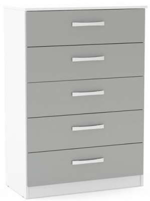 Product photograph of Birlea Lynx 5 Drawer Medium Chest - White And Grey from Choice Furniture Superstore