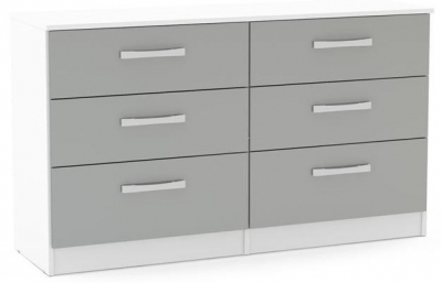 Product photograph of Lynx White And Grey Chest - 6 Drawers from Choice Furniture Superstore