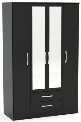 Product photograph of Birlea Lynx Black 4 Door Combi Wardrobe from Choice Furniture Superstore