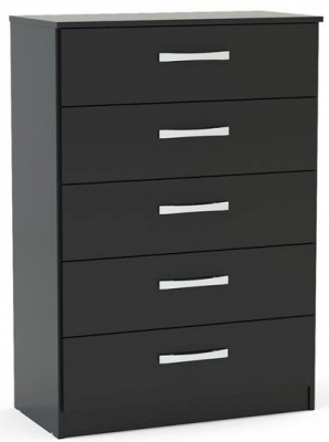 Product photograph of Birlea Lynx Black 5 Drawer Medium Chest from Choice Furniture Superstore