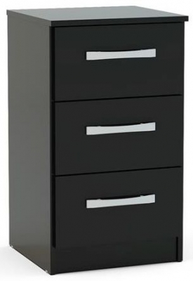 Product photograph of Lynx Black 3 Drawer Bedside Cabinet from Choice Furniture Superstore