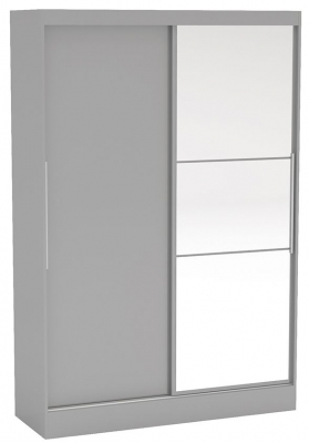 Product photograph of Lynx Grey 2 Door Sliding Mirrored Wardrobe from Choice Furniture Superstore