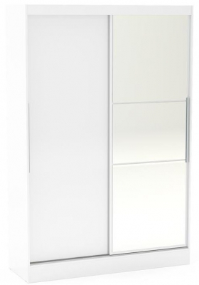 Product photograph of Lynx White 2 Door Sliding Mirrored Wardrobe from Choice Furniture Superstore