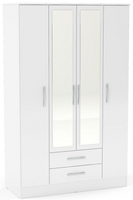 Product photograph of Birlea Lynx White 4 Door Combi Wardrobe from Choice Furniture Superstore