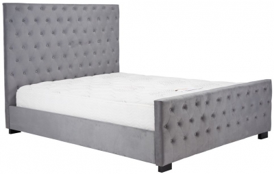 Product photograph of Marquis Grey Velvet Fabric Bed - Sizes Available from Choice Furniture Superstore