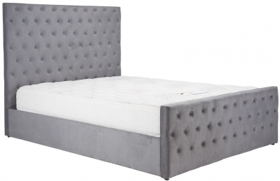 Marquis Grey Velvet Fabric Ottoman Bed