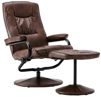 Birlea Memphis Tan Faux Leather Swivel Recliner Chair and Footstool