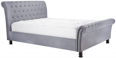 Product photograph of Opulence Grey Velvet Fabric Bed - Sizes Available from Choice Furniture Superstore