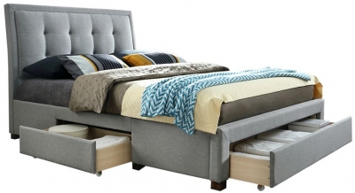 Product photograph of Shelby Grey Fabric Storage Bed - Comes In 4ft 6in Double And 5 Ft King Size Options from Choice Furniture Superstore