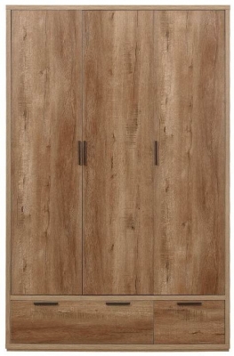 Product photograph of Stockwell Rustic Oak Effect 3 Door Wardrobe - 2 Drawers from Choice Furniture Superstore