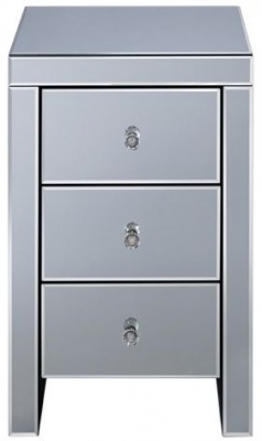 Image of Seville Mirrored 3 Drawer Narrow Bedside Cabinet