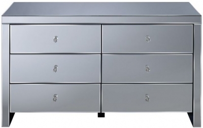 Image of Seville Mirrored 6 Drawer Wide Chest