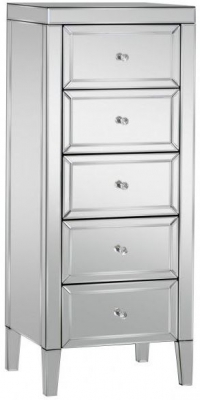 Product photograph of Valencia Mirrored 5 Drawer Chest from Choice Furniture Superstore