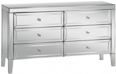 Product photograph of Valencia Mirrored 6 Drawer Wide Chest from Choice Furniture Superstore
