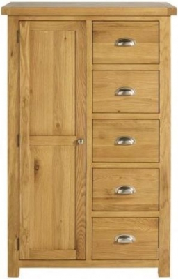 Product photograph of Birlea Woburn Oak 1 Door 5 Drawer Wardrobe from Choice Furniture Superstore
