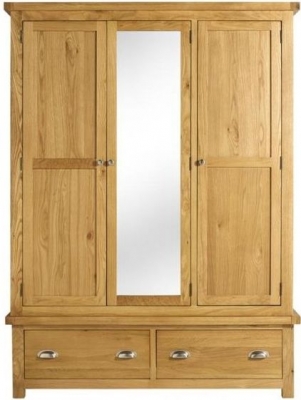 Product photograph of Woburn Rustic Oak 3 Door Mirror Wardrobe from Choice Furniture Superstore