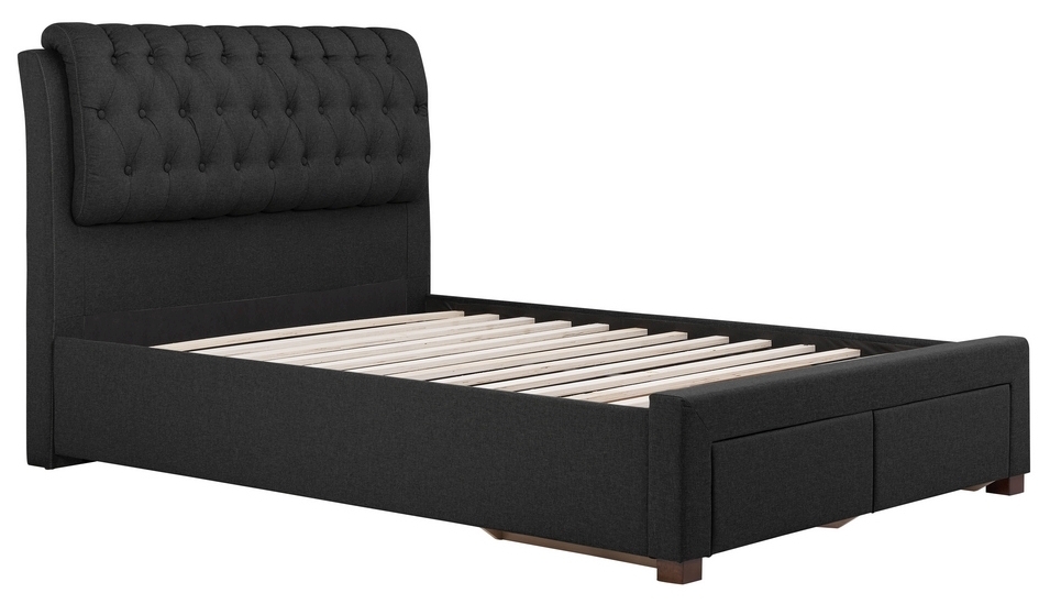 Valentino Charcoal Fabric Bed - Sizes Available