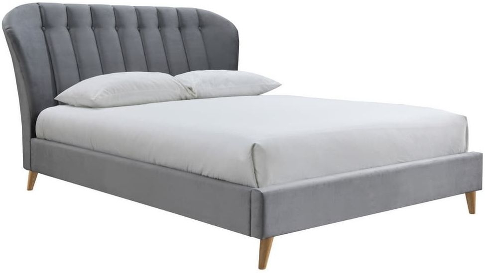Elm Grey Velvet Fabric Bed