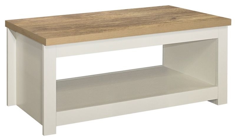 Highgate Cream and Oak Effect 105cm Coffee Table