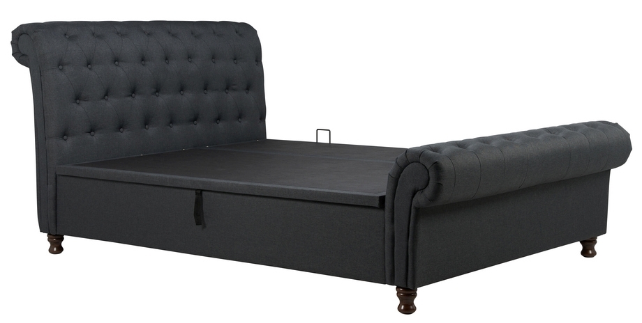 Castello Charcoal Fabric Side Ottoman Bed