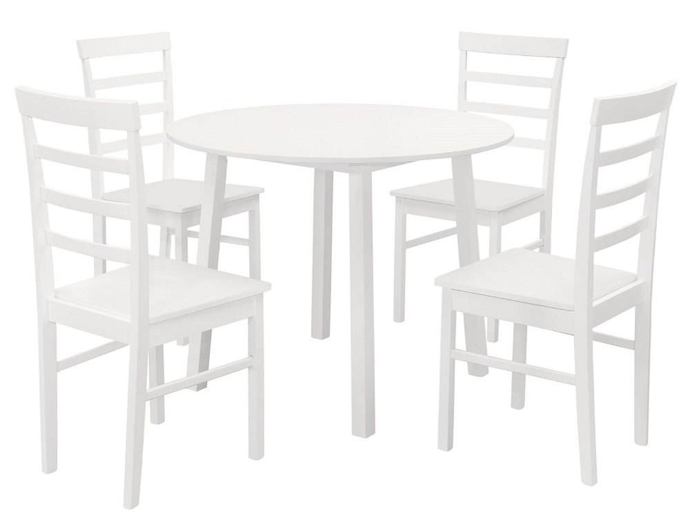 Pickworth White 4 Seater Round Dining Set with 4 Chairs