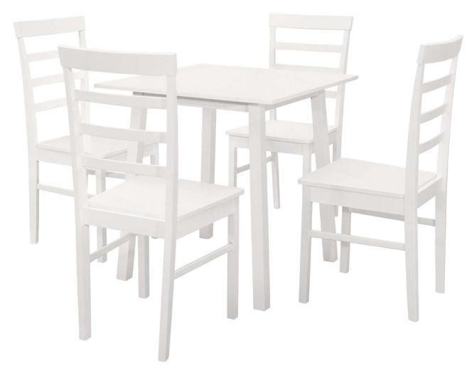 Stonesby White 4 Seater Square Dining Set with 4 Chairs