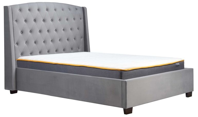 Balmoral Grey Velvet Fabric Bed - Sizes Available