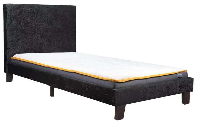 Black Crushed Velvet Fabric Bed - Comes in Single, Small Double, Double and King Size