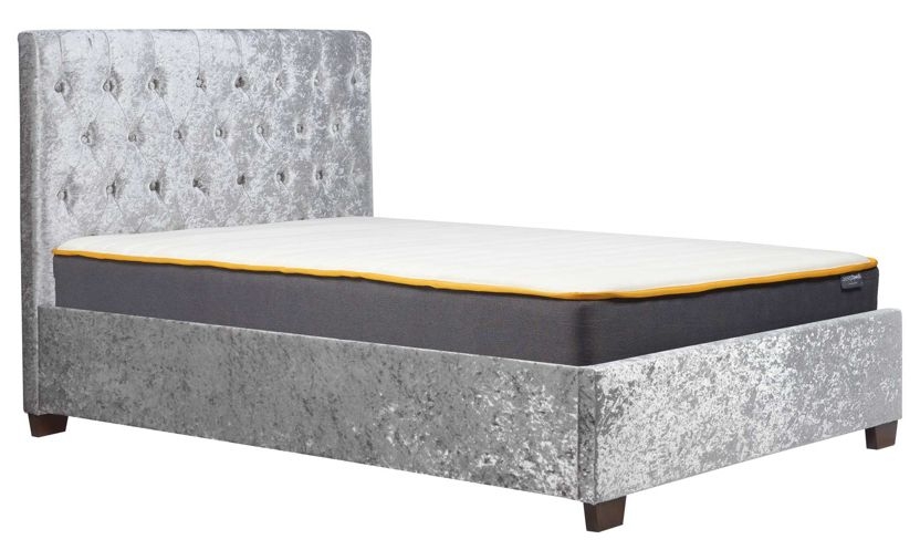 Cologne Steel Crushed Velvet Fabric Bed - Comes in Double and King Size
