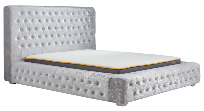 Grande Grey Fabric Bed - Comes in Double, King and Queen Size
