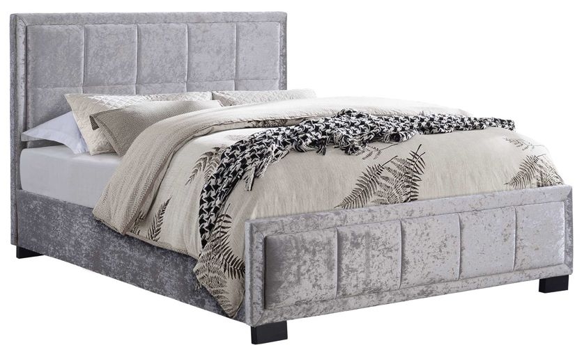 Hannover Steel Crushed Velvet Fabric Bed - Comes in Double and King Size