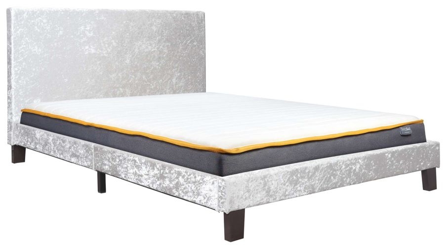 Steel Crushed Velvet Fabric Bed