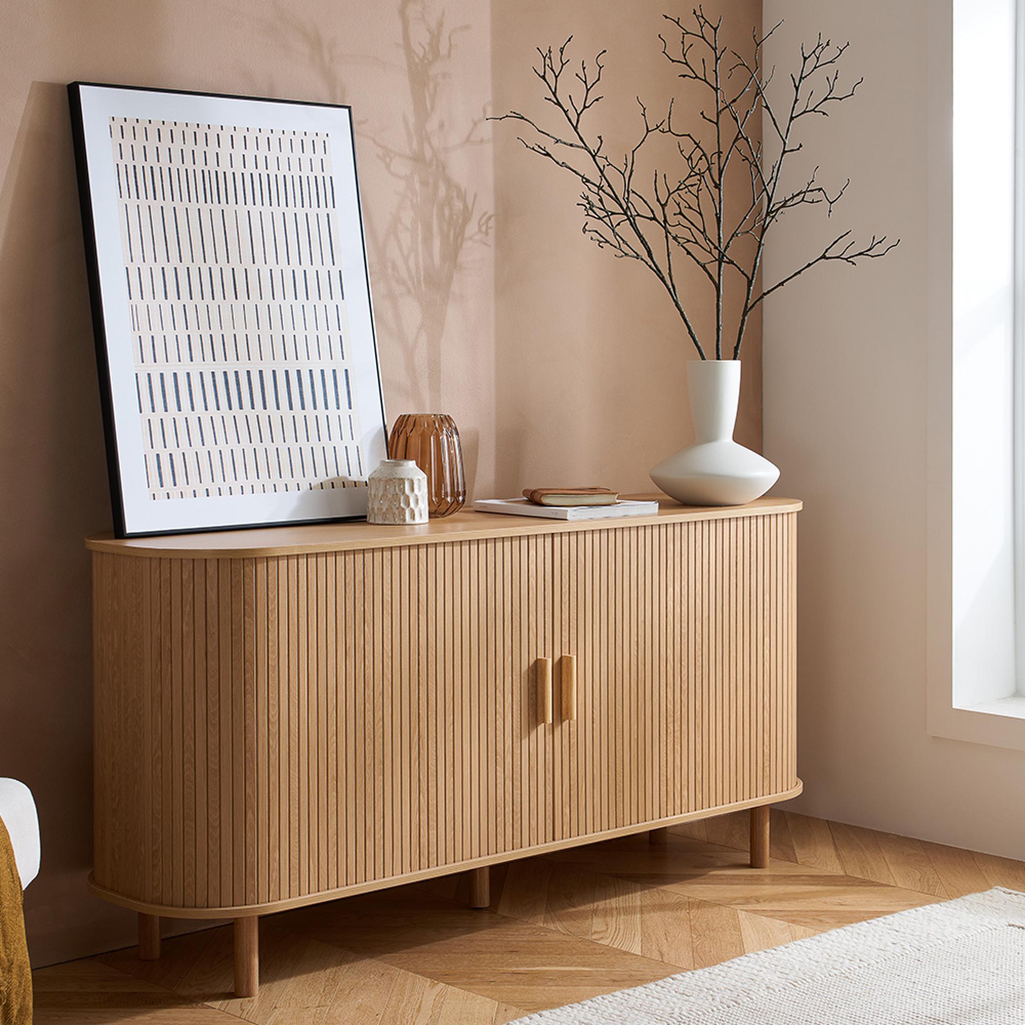 Axel Oak Fluted Curved 2 Door Large Sideboard - 160cm