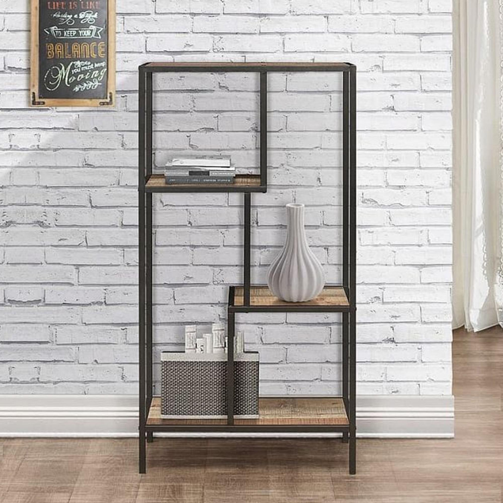 Urban Rustic Wood Effect Industrial Style Shelving Unit