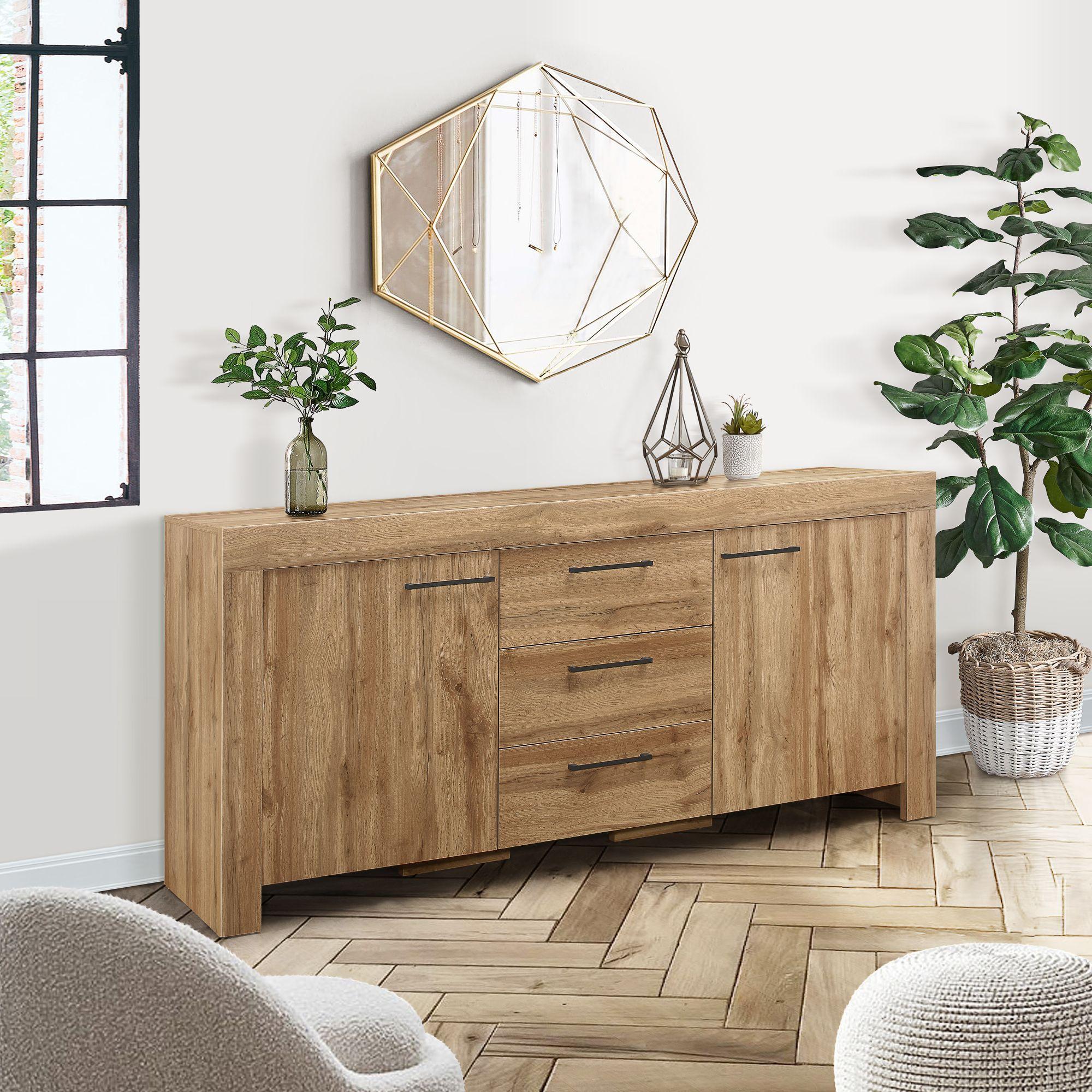 Compton Oak Effect 200cm Extra Large Sideboard - 2 Doors