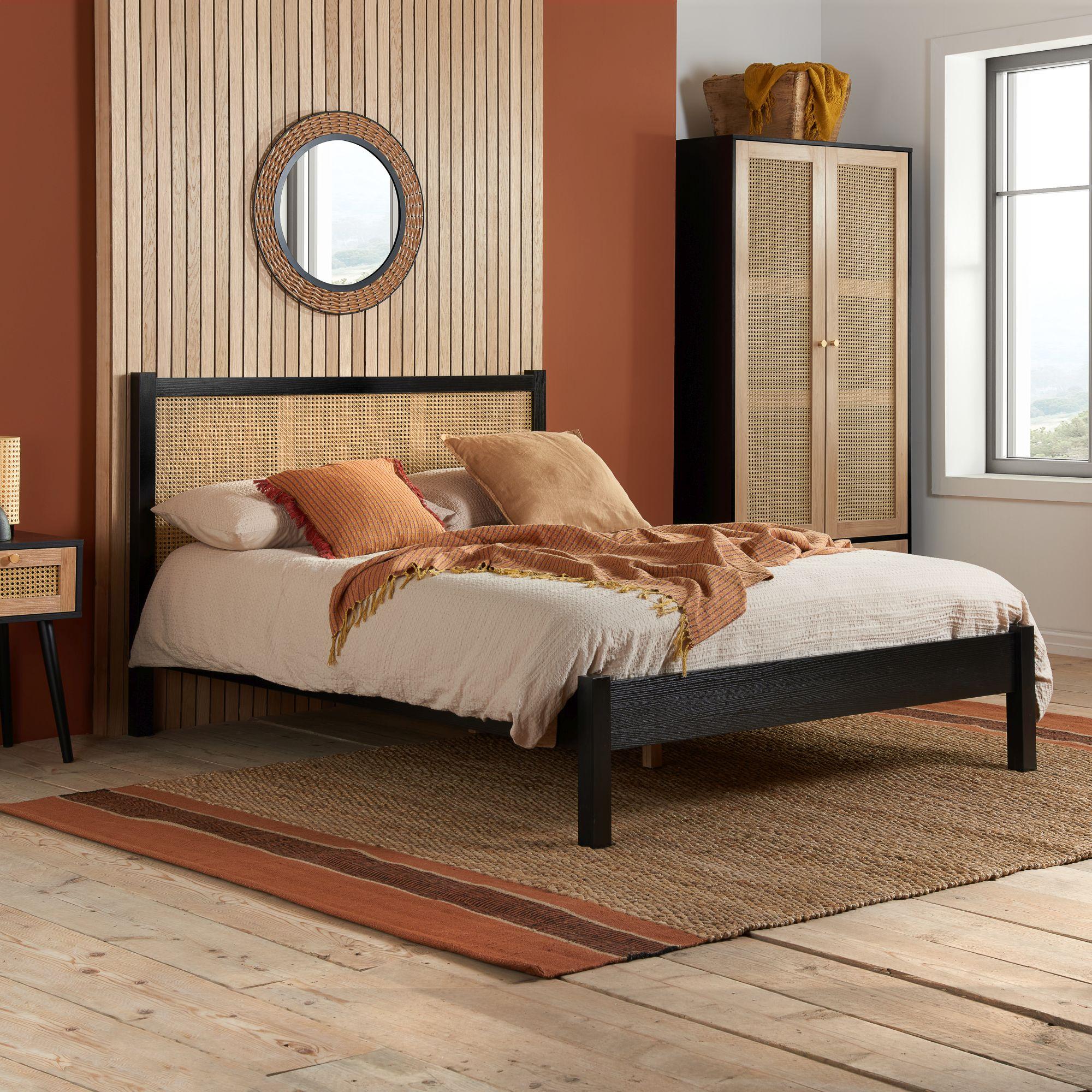 Croxley Black and Rattan Bed - Sizes Available